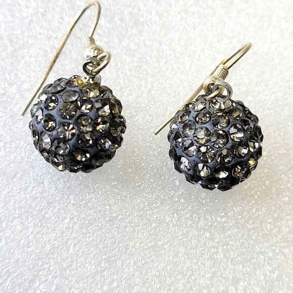Mini Grey Dangle Ball Bead Earrings - Picture 1 of 7